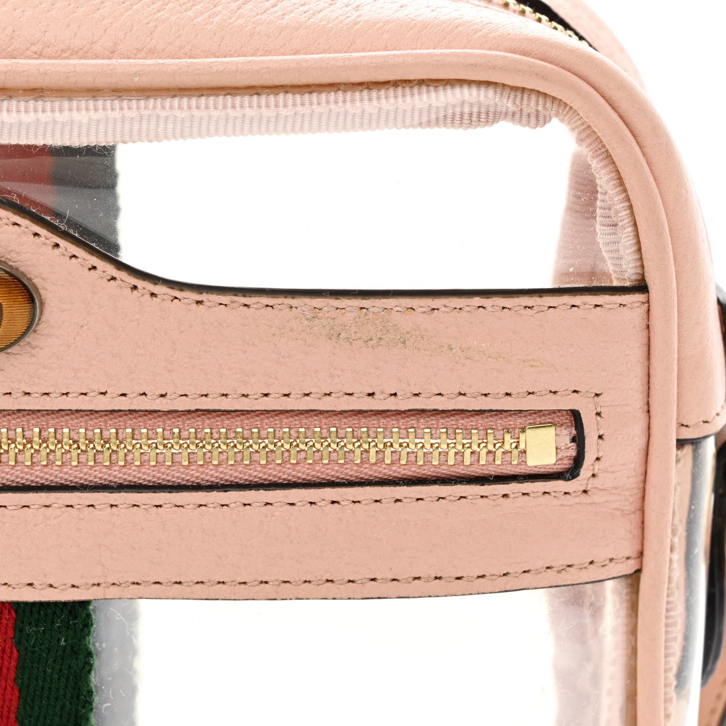 Vinyl Web Mini Ophidia Transparent Shoulder Bag Perfect Pink