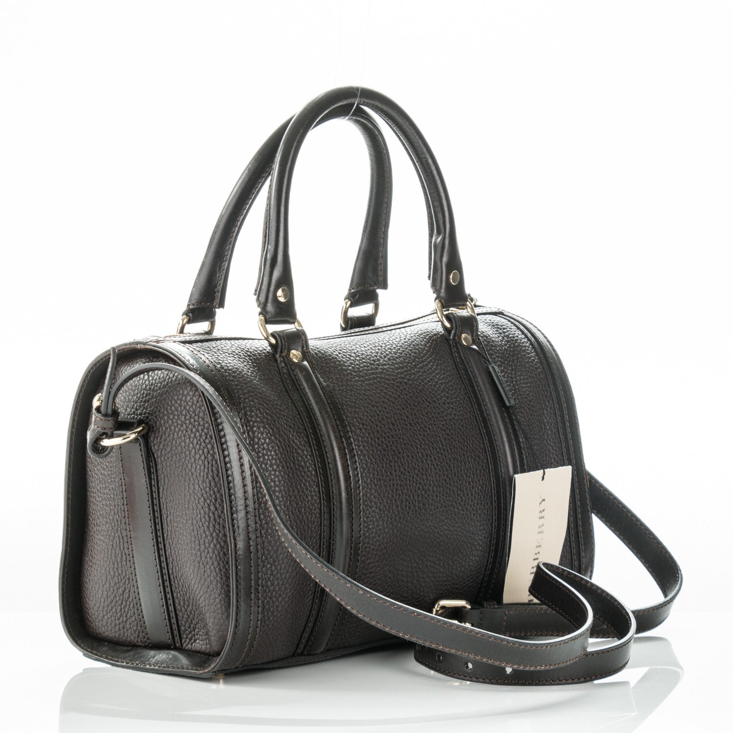 Burberry Grainy Calfskin Medium Alchester Bowling Bag Dark Chocolate 3 of 8