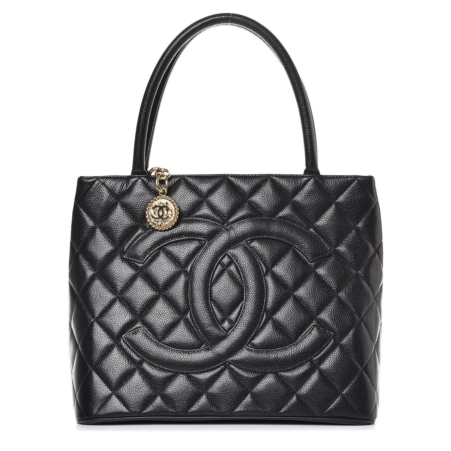 Caviar Quilted Medallion Tote Black