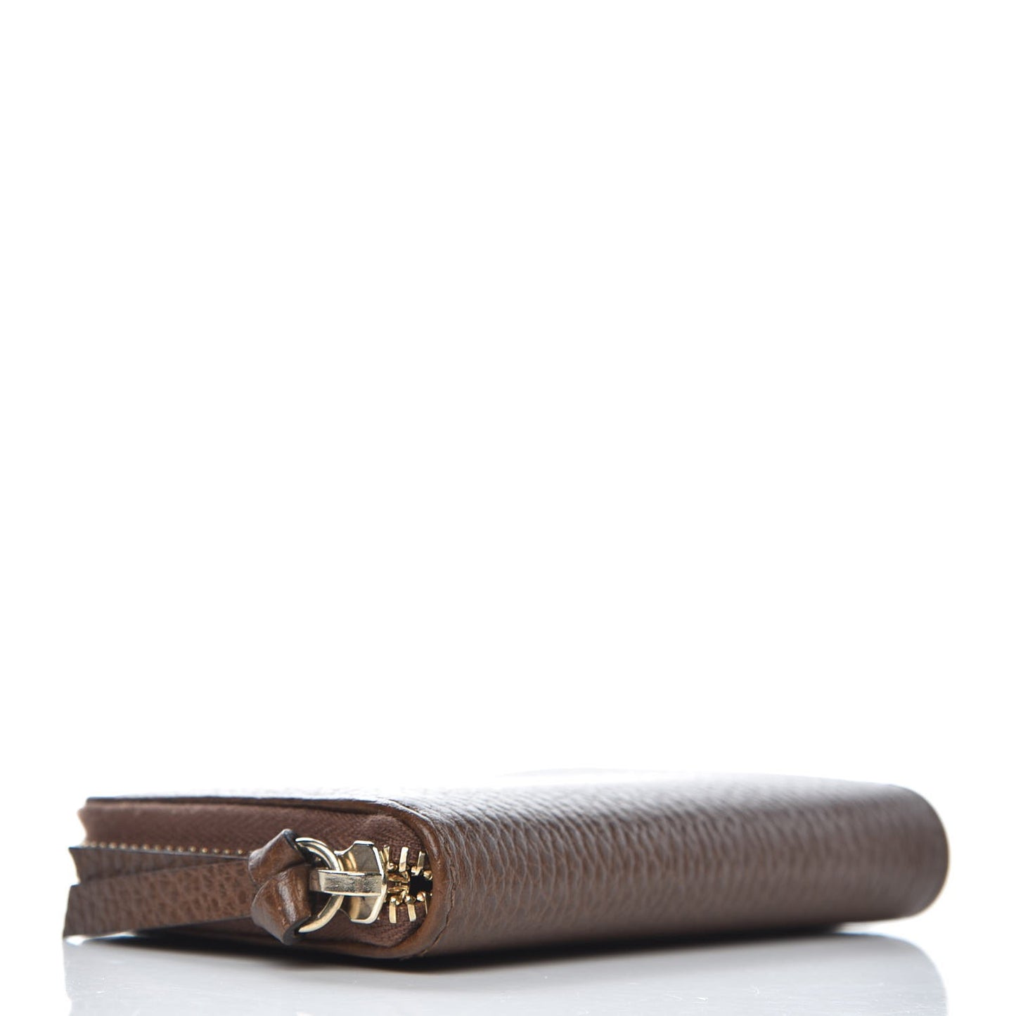 Dollar Calfskin Swing Zip Around Card Case Nut Brown