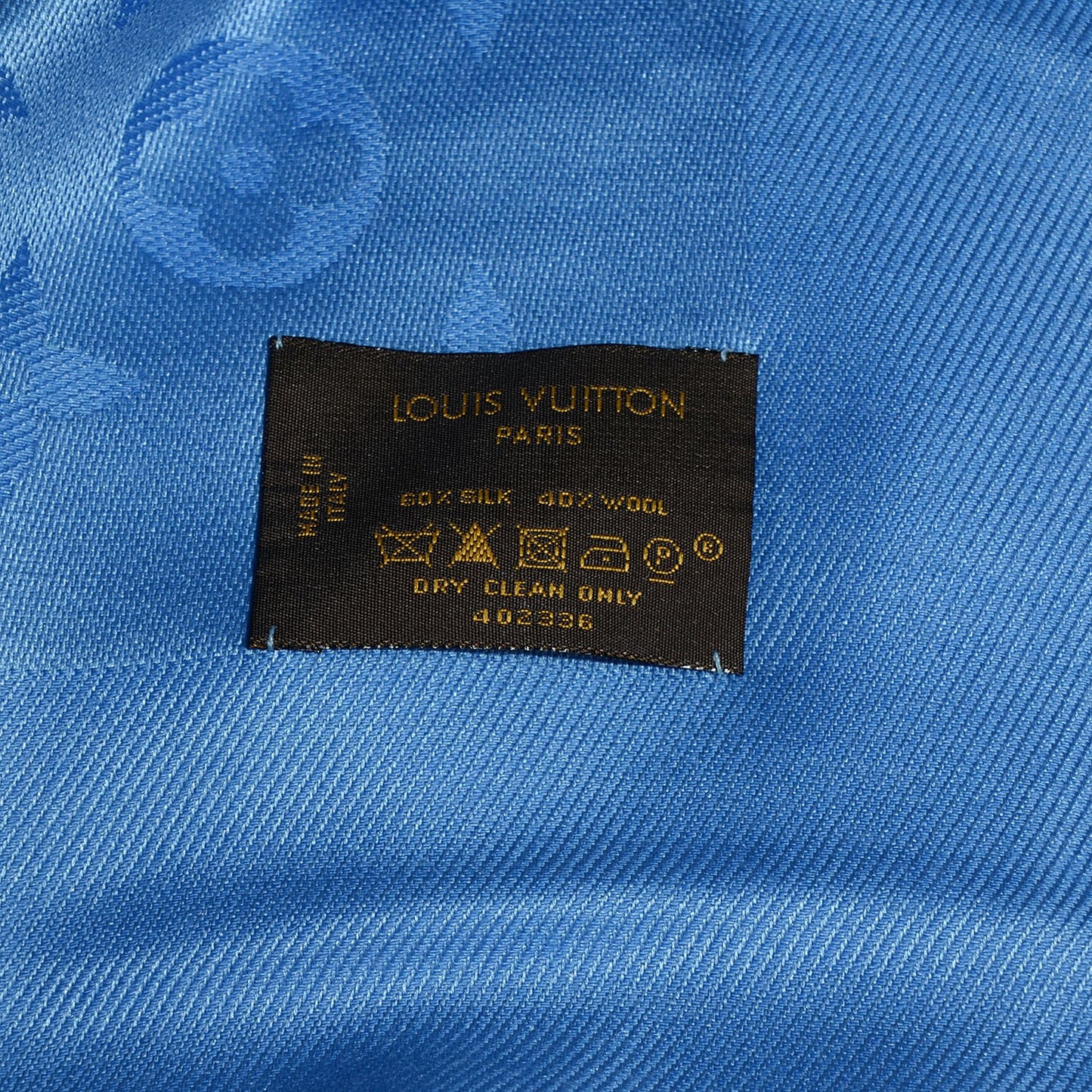 Wool Silk Monogram Shawl Bleuet