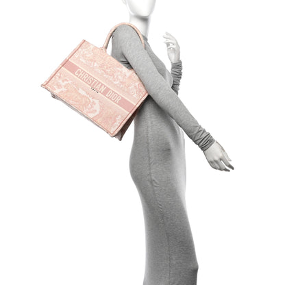 Christian Dior Canvas Toile De Jouy Embroidered Medium Book Tote Pink 2 of 12