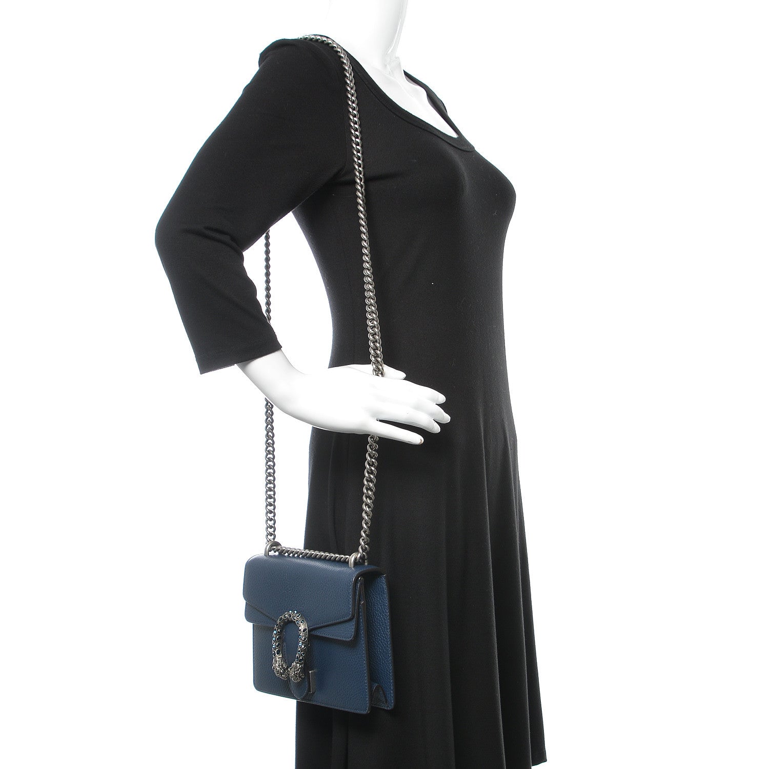 Gucci Dollar Calfskin Crystal Mini Dionysus Shoulder Bag Blue Agata Montana Sapphire 2 of 10