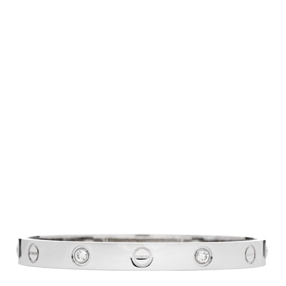 Cartier 18K White Gold 4 Diamond LOVE Bracelet 16 1 of 9