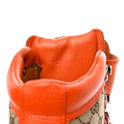 Gucci Monogram Textured Calfskin Mens Hiking Ankle Boots 41 Beige Ebony Deep Orange 17 of 18