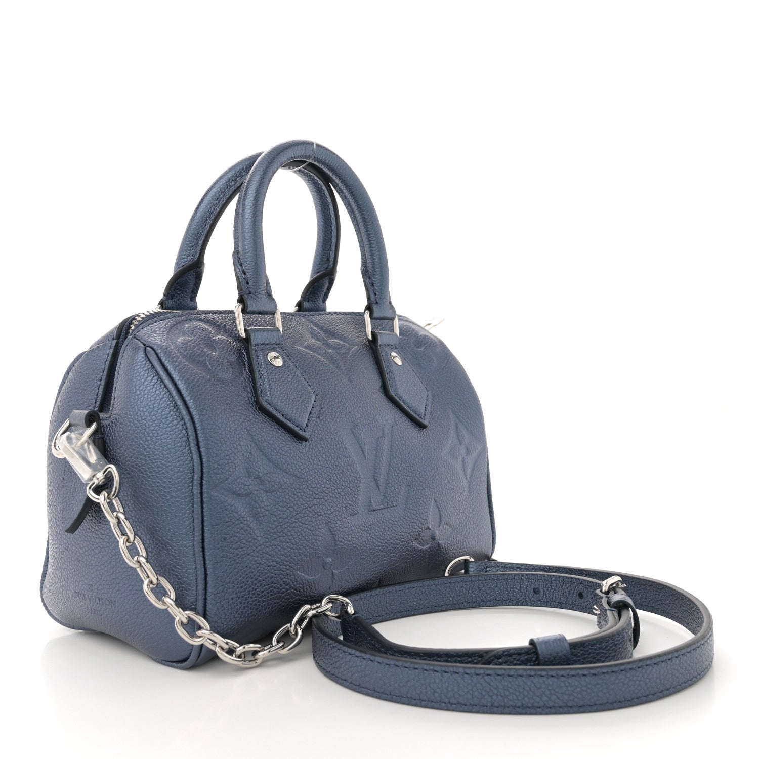 Louis Vuitton Metallic Empreinte Monogram Giant Speedy Bandouliere 20 Navy Nacre 3 of 9