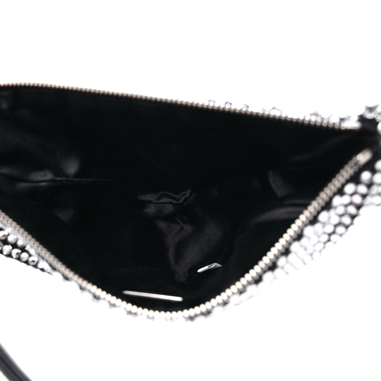 Satin Crystal Triangle Pouch Black