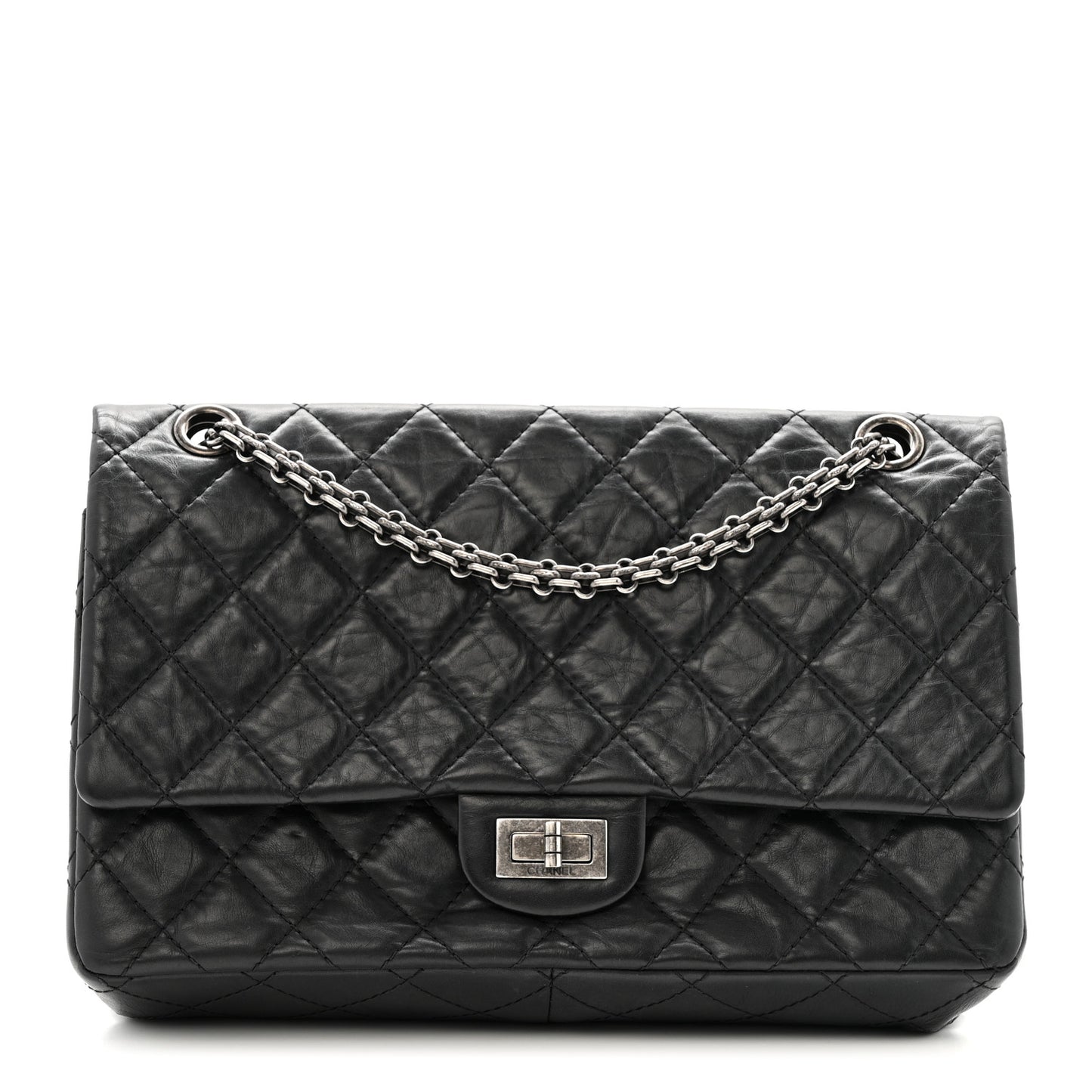 Aged Calfskin Quilted 2.55 Reissue 226 Flap Black
