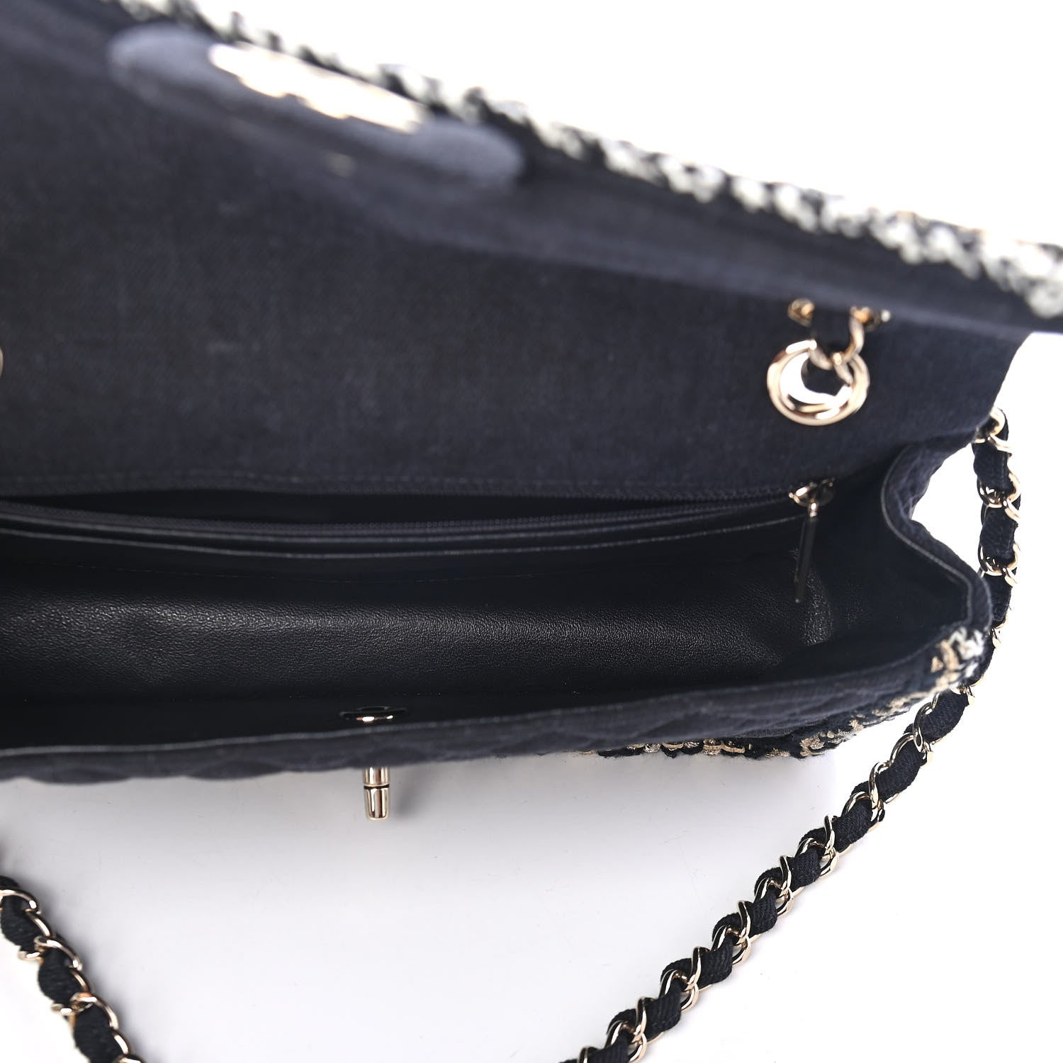Chanel Denim Braided Medium Flap Bag Black 4 of 4