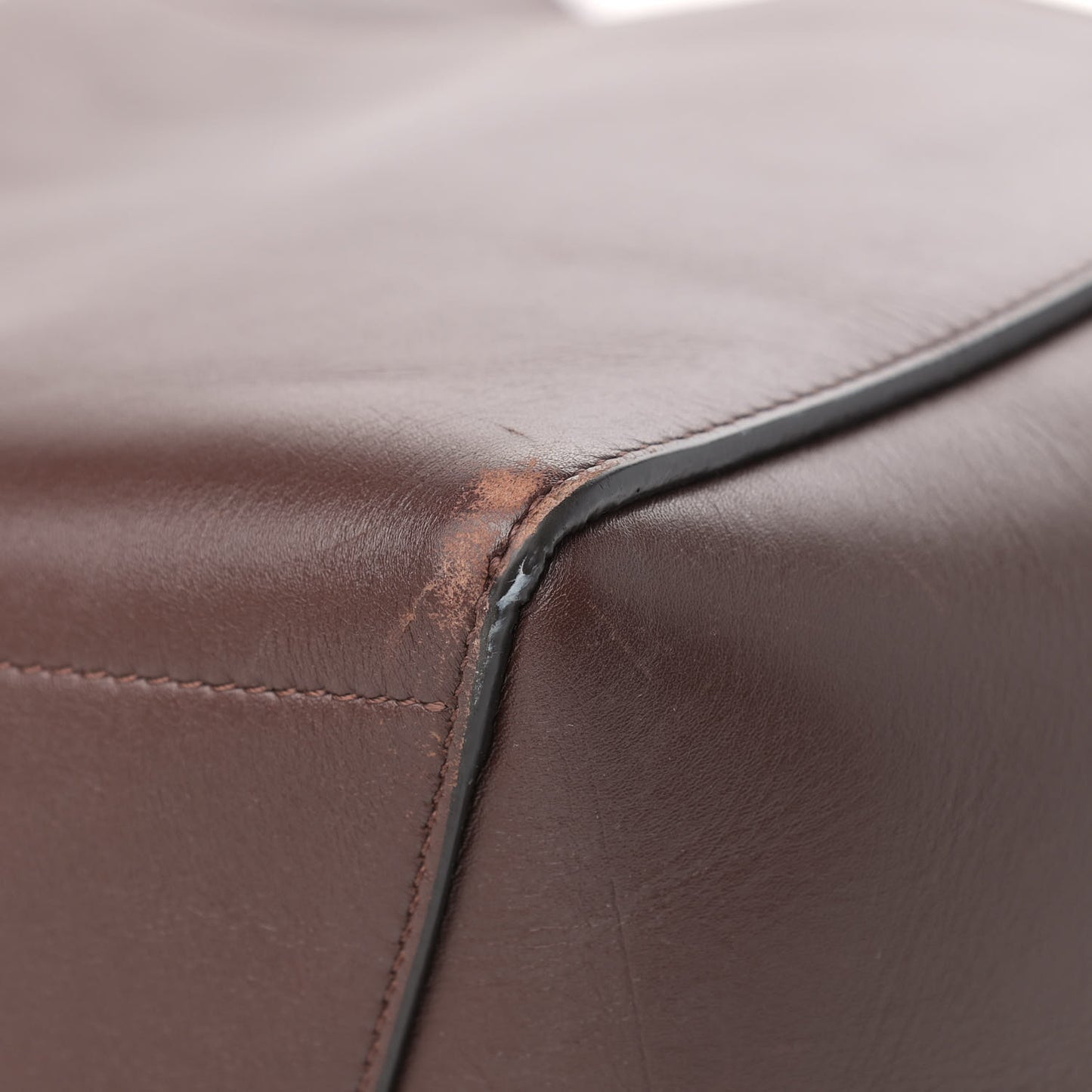 Natural Calfskin Sangle Bucket Bag Dark Brown