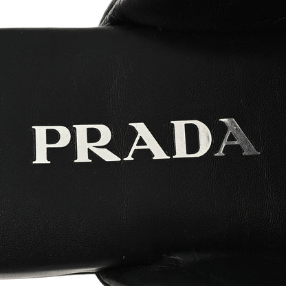 Prada Nappa Soft Padded Metal Triangle Logo Lug Sole 20mm Mules 36 Black 8 of 8
