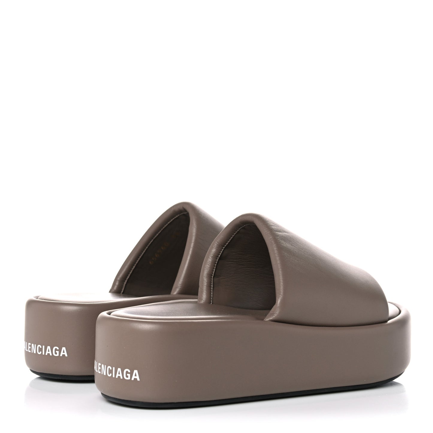 Smooth Nappa Logo Rise Platform Sandals 38 Beige White