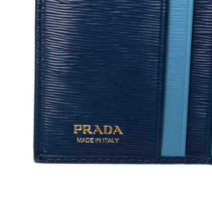 Prada Vitello Move Bi-Color Tri-Fold Compact Wallet Bluette Astrale 6 of 6