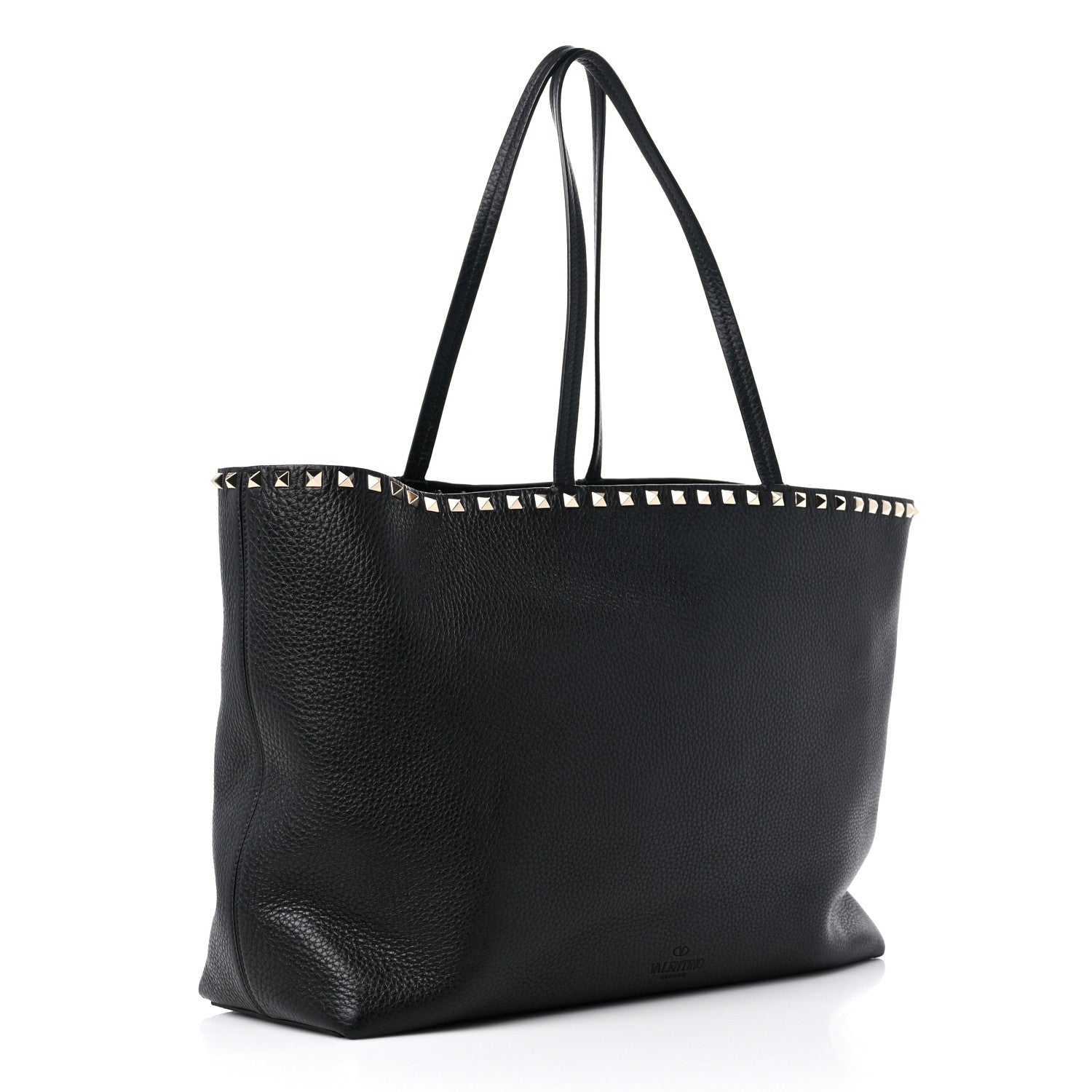 Valentino Garavani Grained Calfskin Rockstud Shoulder Tote Black 3 of 12