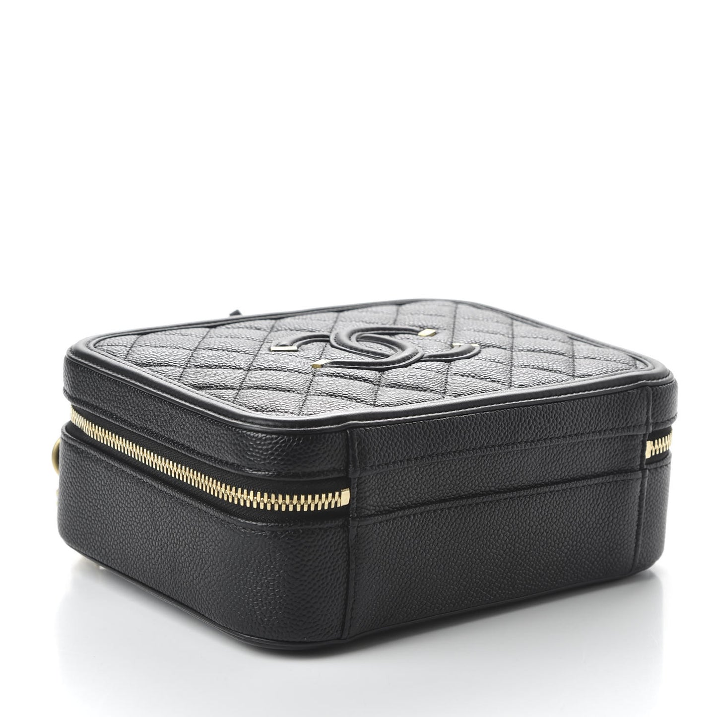 Caviar Quilted Medium CC Filigree Vanity Case Black