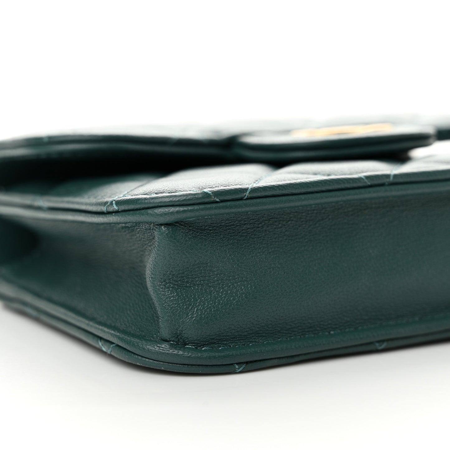 Lambskin Quilted Top Handle Flap Coin Purse With Chain Green