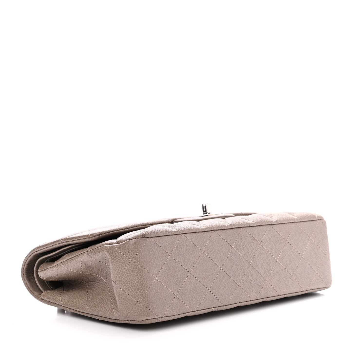 Caviar Quilted Medium Double Flap Grey