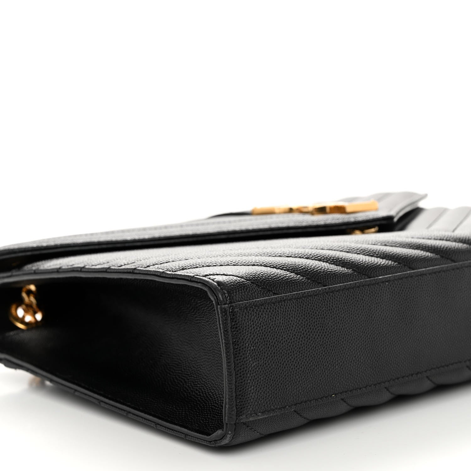 Saint Laurent Grain De Poudre Matelasse Chevron Large Monogram Satchel Black 8 of 9