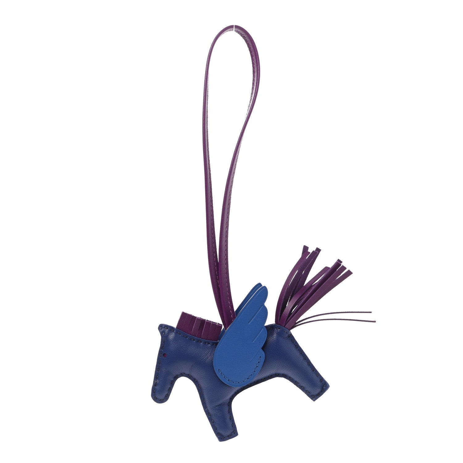 Hermes Milo Lambskin Grigri Rodeo Pegase Horse Bag Charm PM Bleu Saphir Violet Bleu France 1 of 4