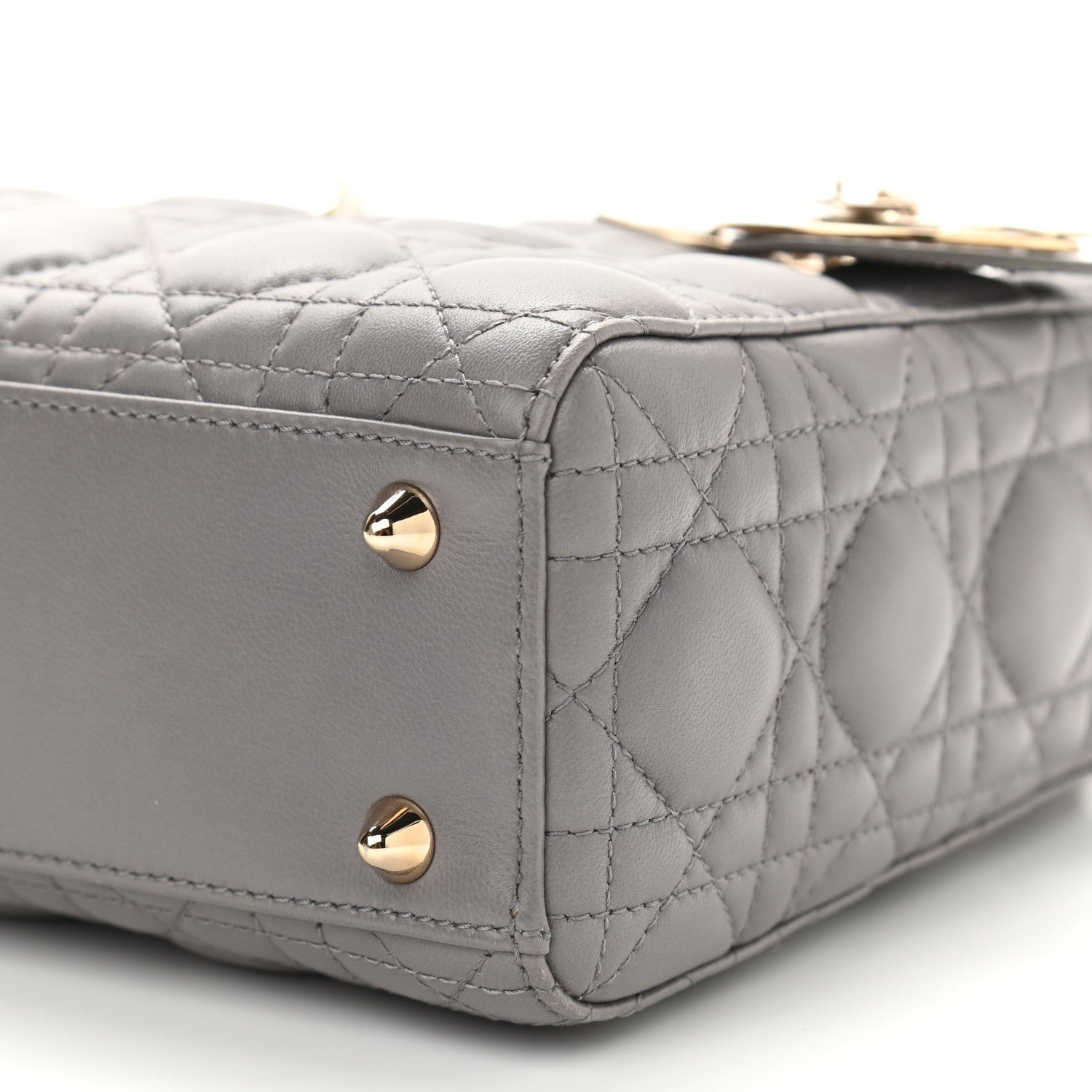 Christian Dior Lambskin Cannage Small Lady Dior Grey 10 of 11