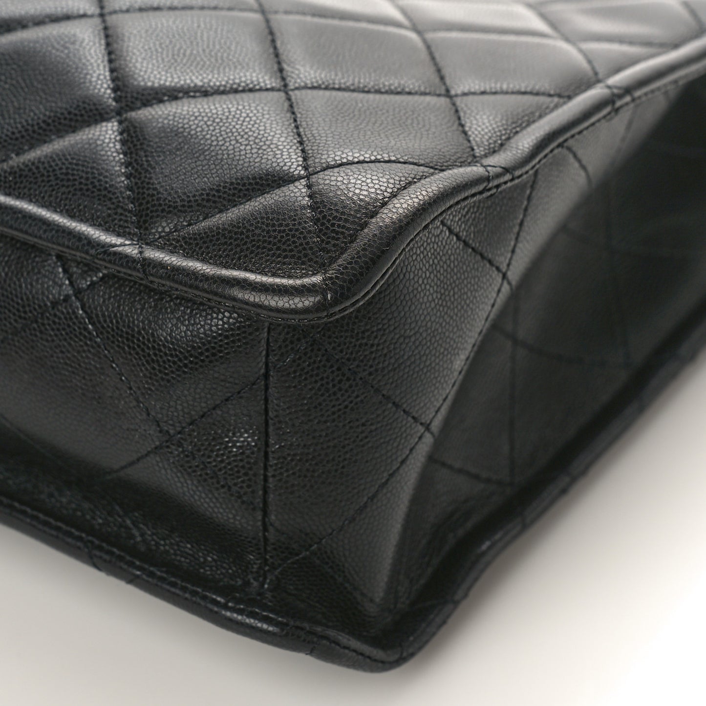 Caviar Quilted Sweet Vertical Shopping Tote Black
