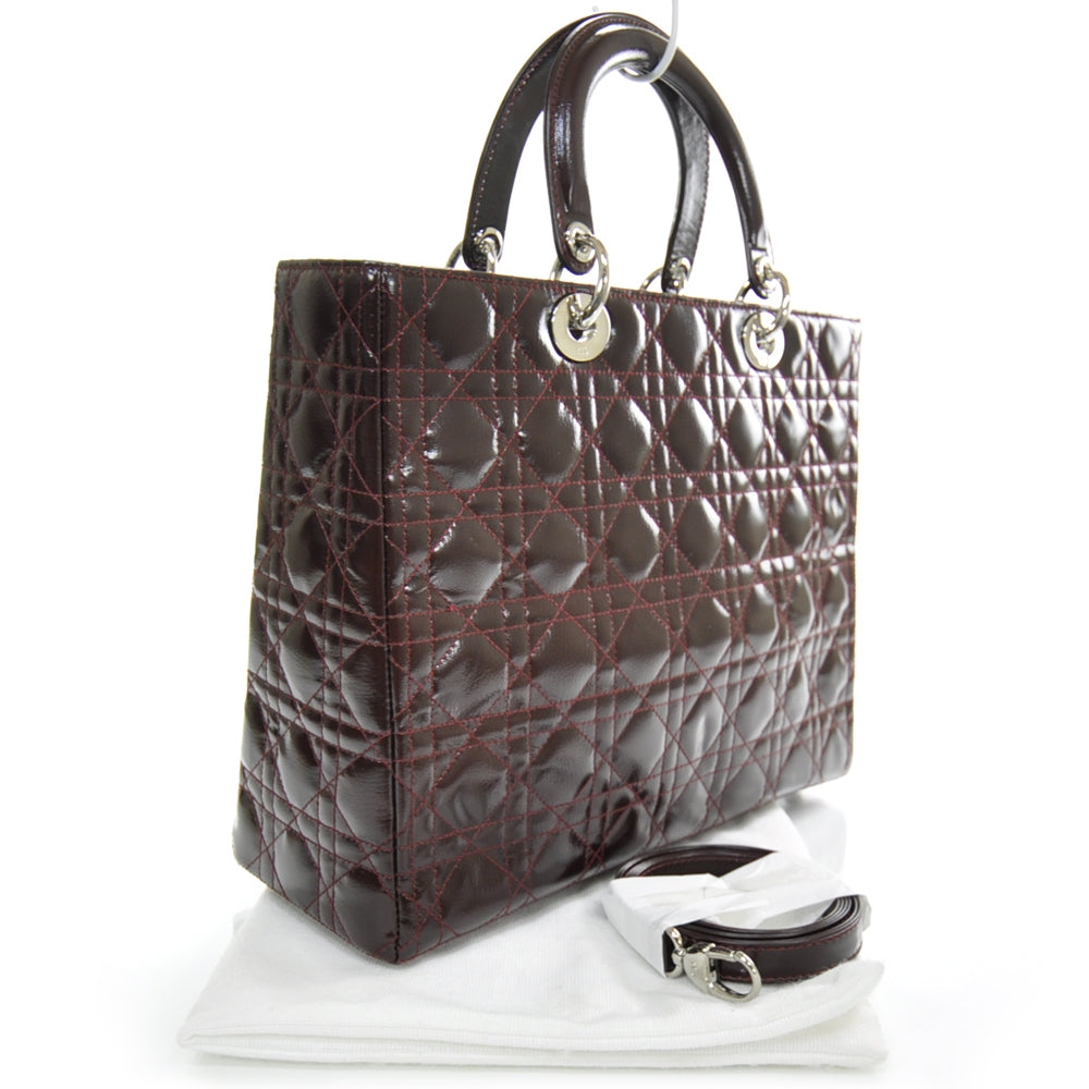 Christian Dior Leather Cannage Large Lady Dior Burgundy 2 of 8