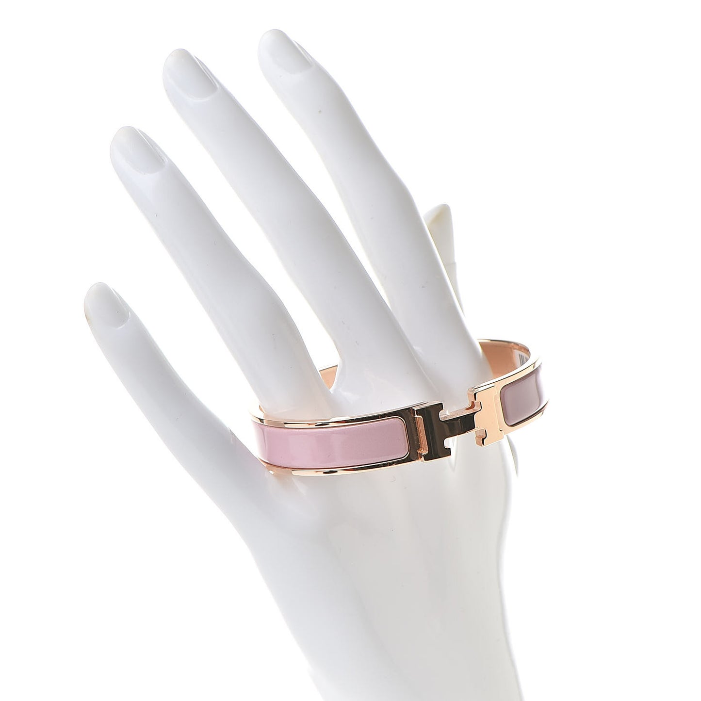 Enamel Narrow Clic Clac H Bracelet GM Rose Nacarat