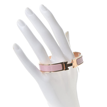 Hermes Enamel Narrow Clic Clac H Bracelet GM Rose Nacarat 2 of 6