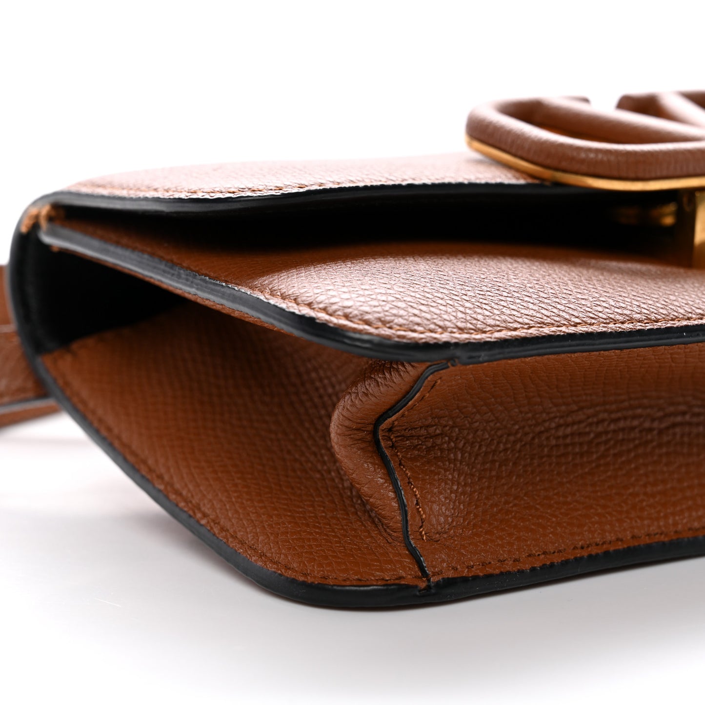 Grainy Calfskin VSling Belt Bag Saddle Brown