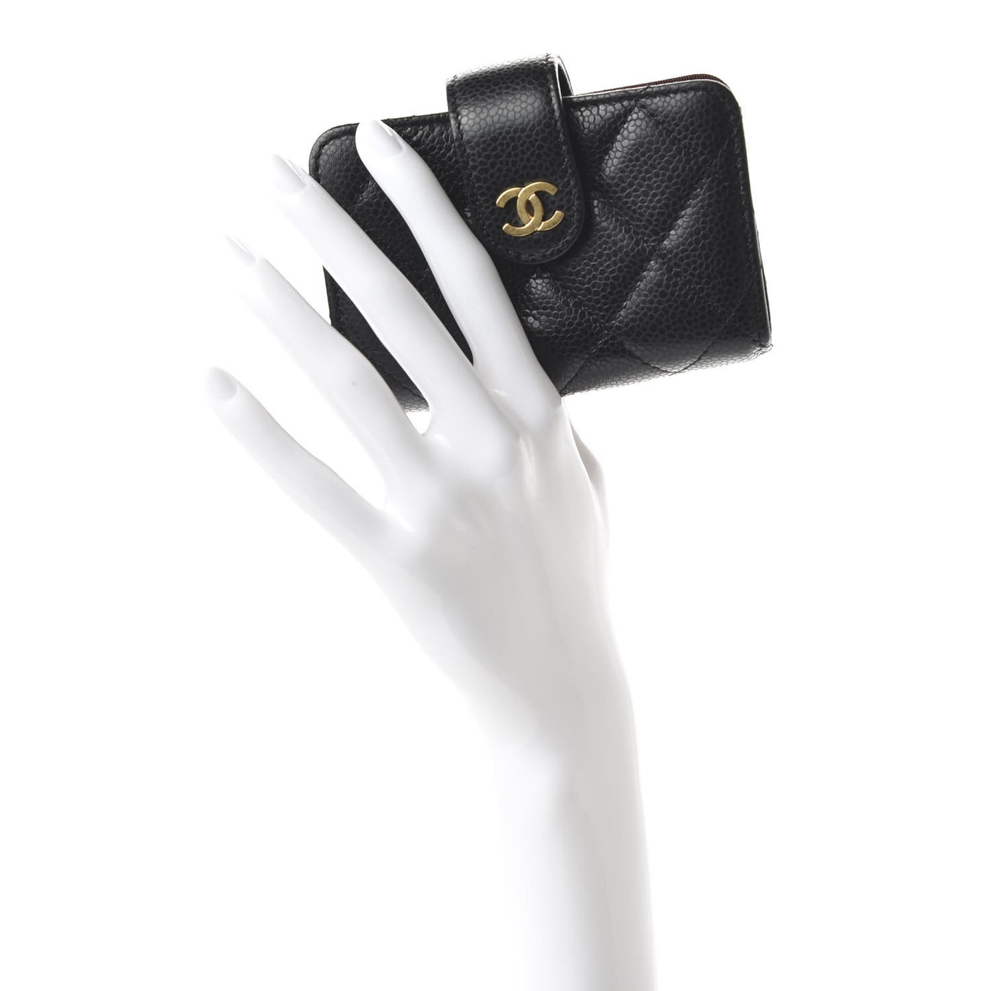 Caviar Quilted Gusseted Card Holder Black