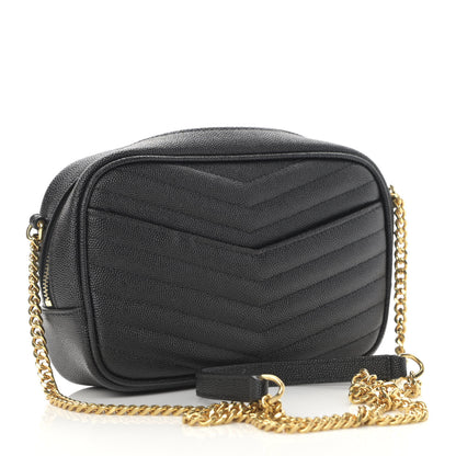 Saint Laurent Grain De Poudre Matelasse Monogram Mini Lou Camera Bag Black 2 of 12