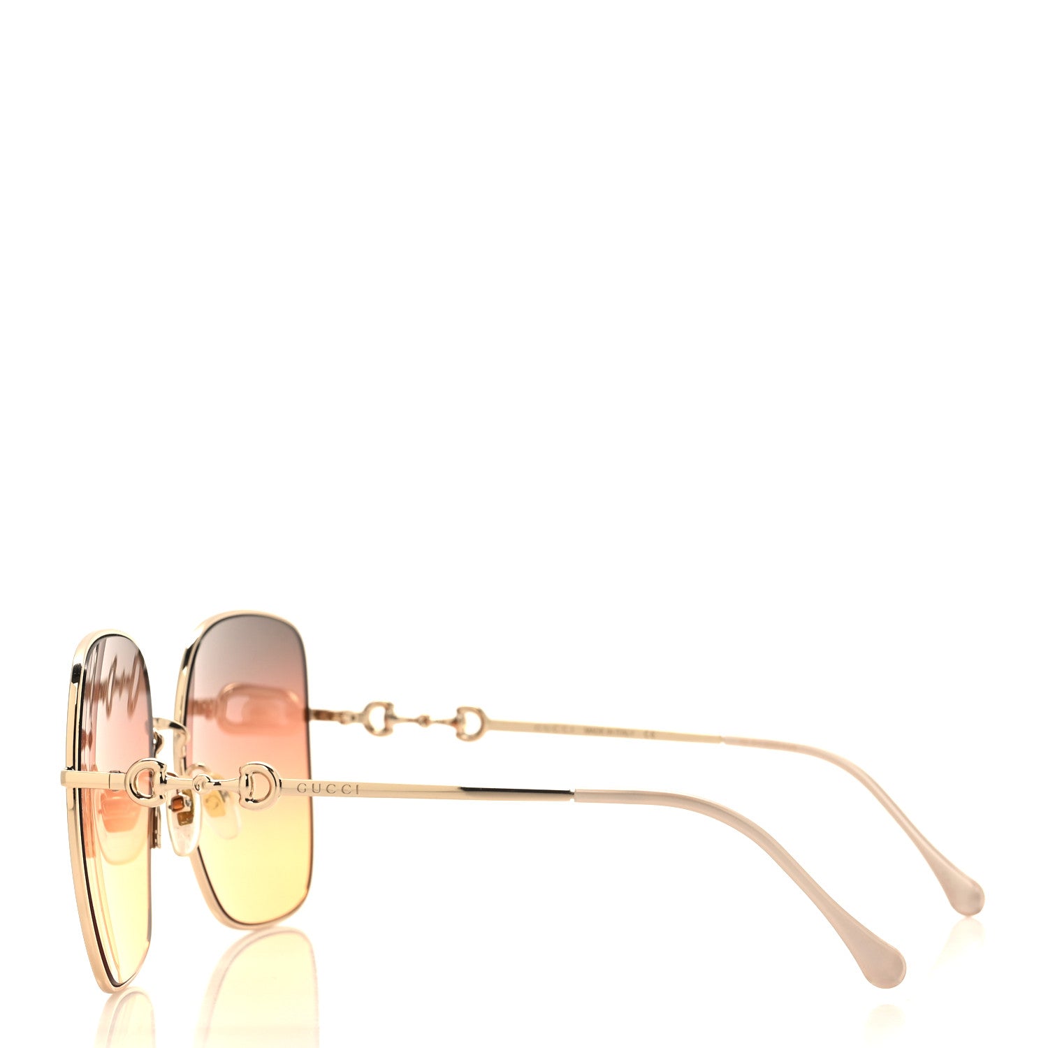 Gucci Metal Horsebit Square Frame Sunglasses GG0879S Gold 3 of 7