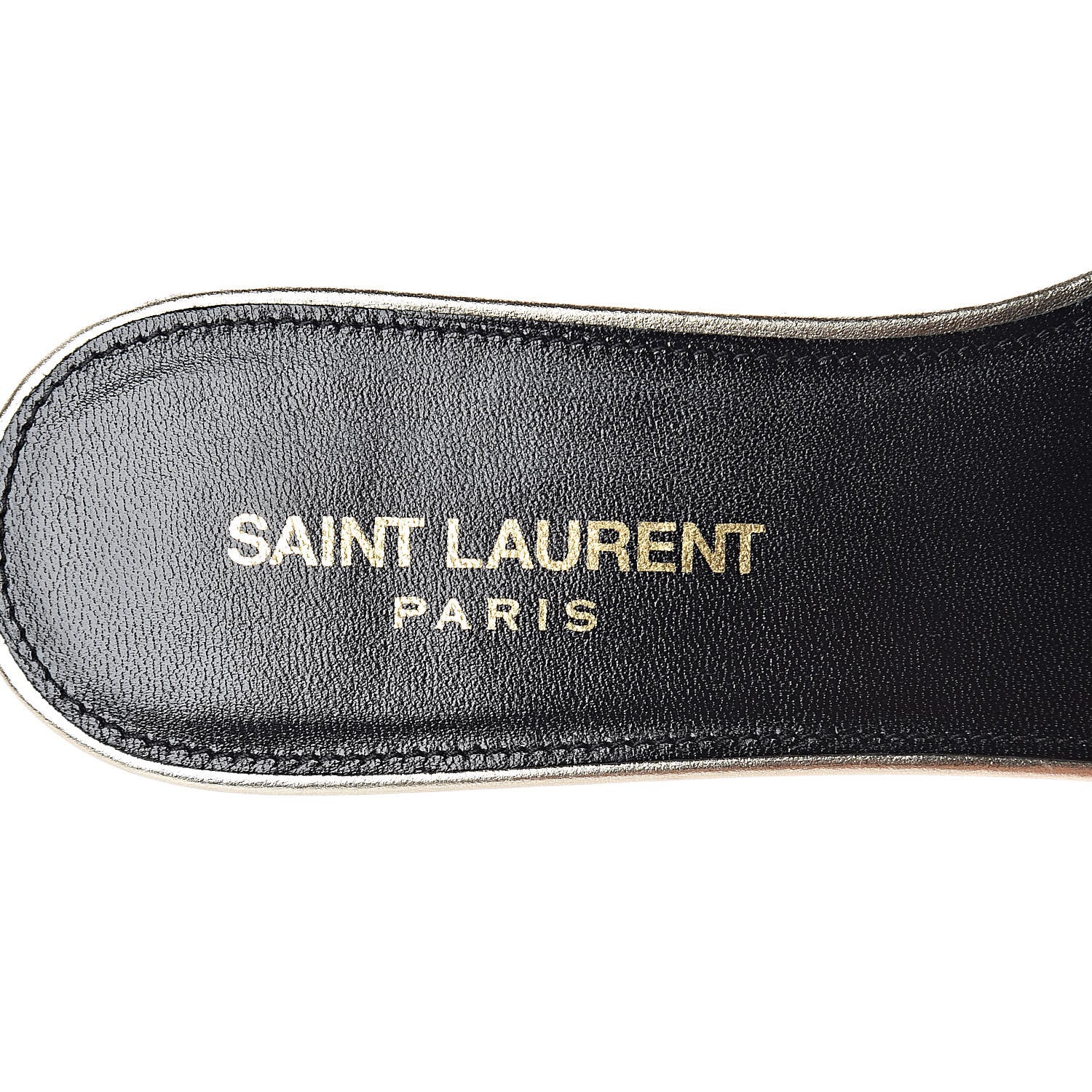 Saint Laurent Calfskin Tribute 05 Slide Sandals 37.5 Gold 5 of 9