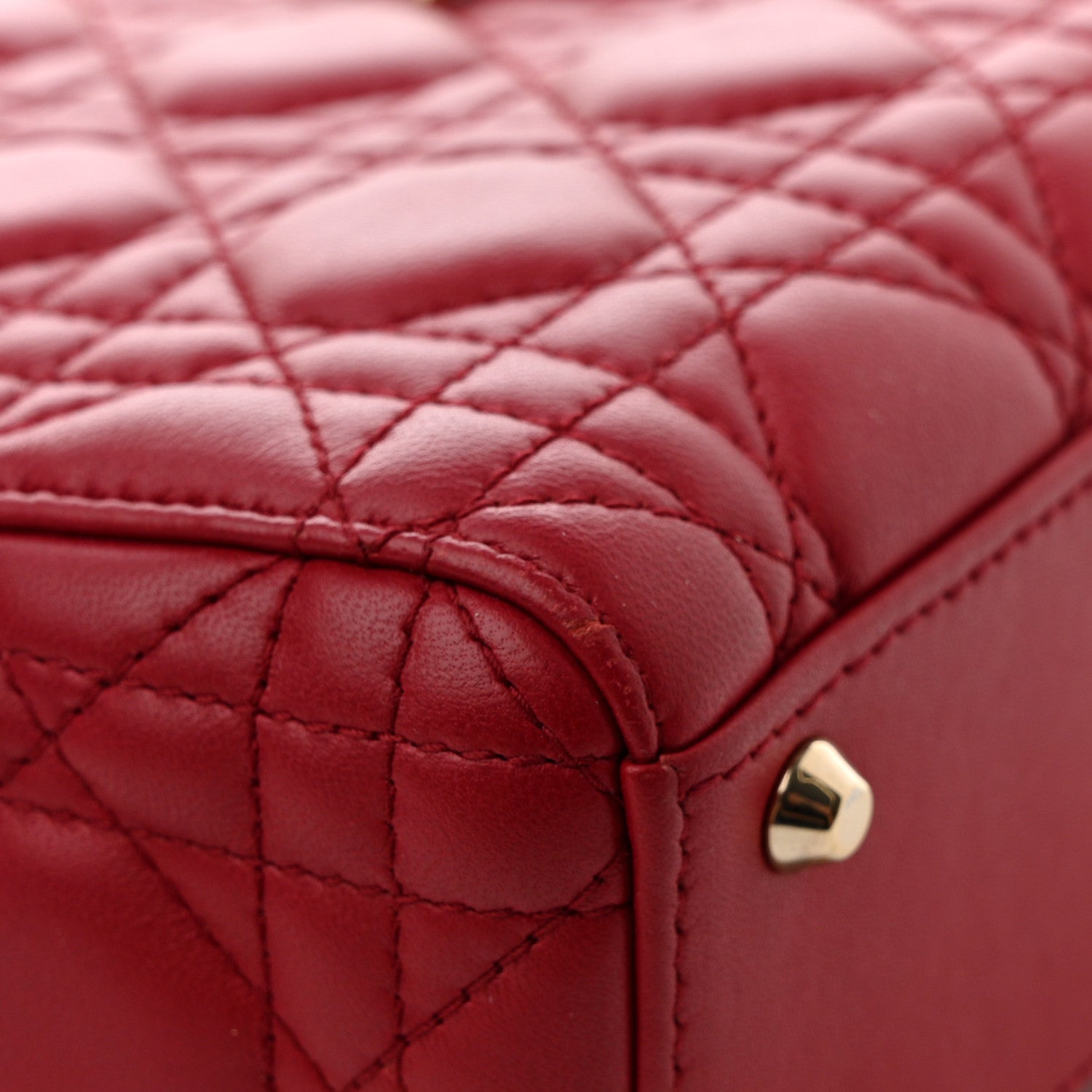 Christian Dior Lambskin Cannage Mini Lady Dior Burgundy 13 of 15