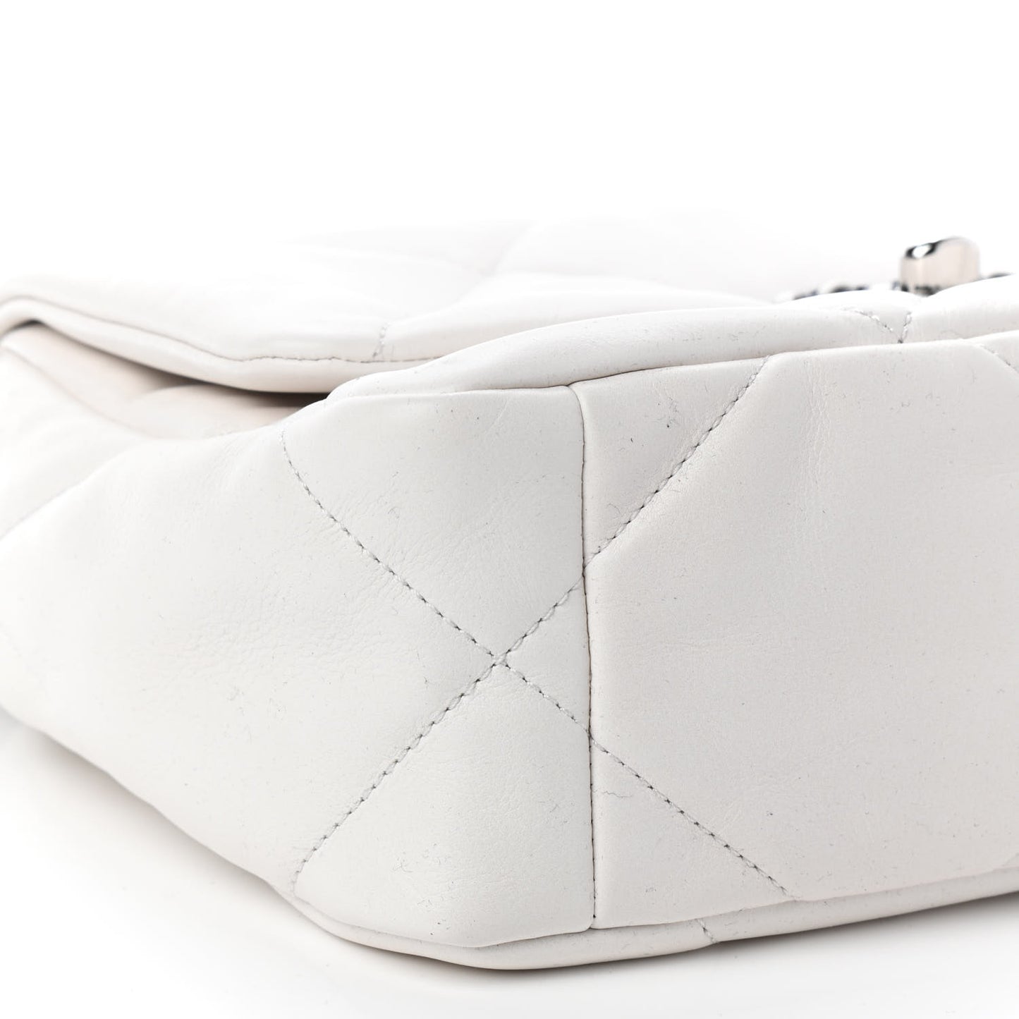 Glossy Calfskin Quilted Medium Chanel 19 Flap White Black