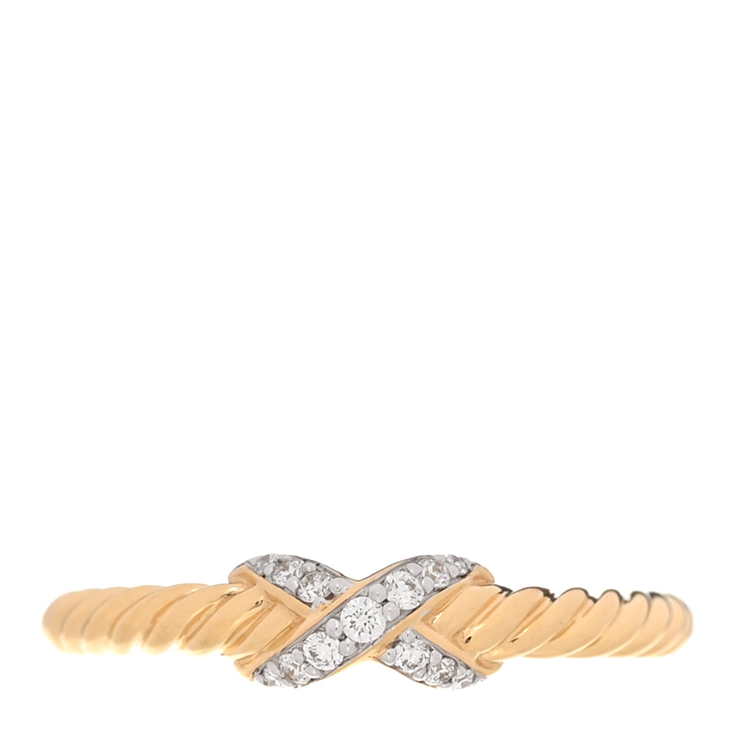 David Yurman 18K Yellow Gold Diamond Petite X Ring 49 5 1 of 6