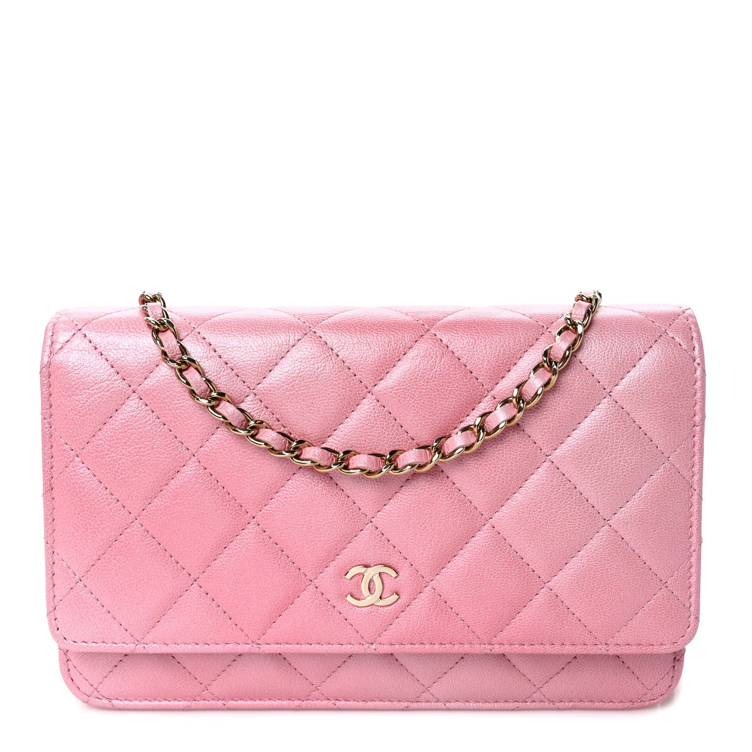 Chanel Cloudy Pearly Goatskin Quilted Wallet on Chain WOC Light Pink 1 of 11