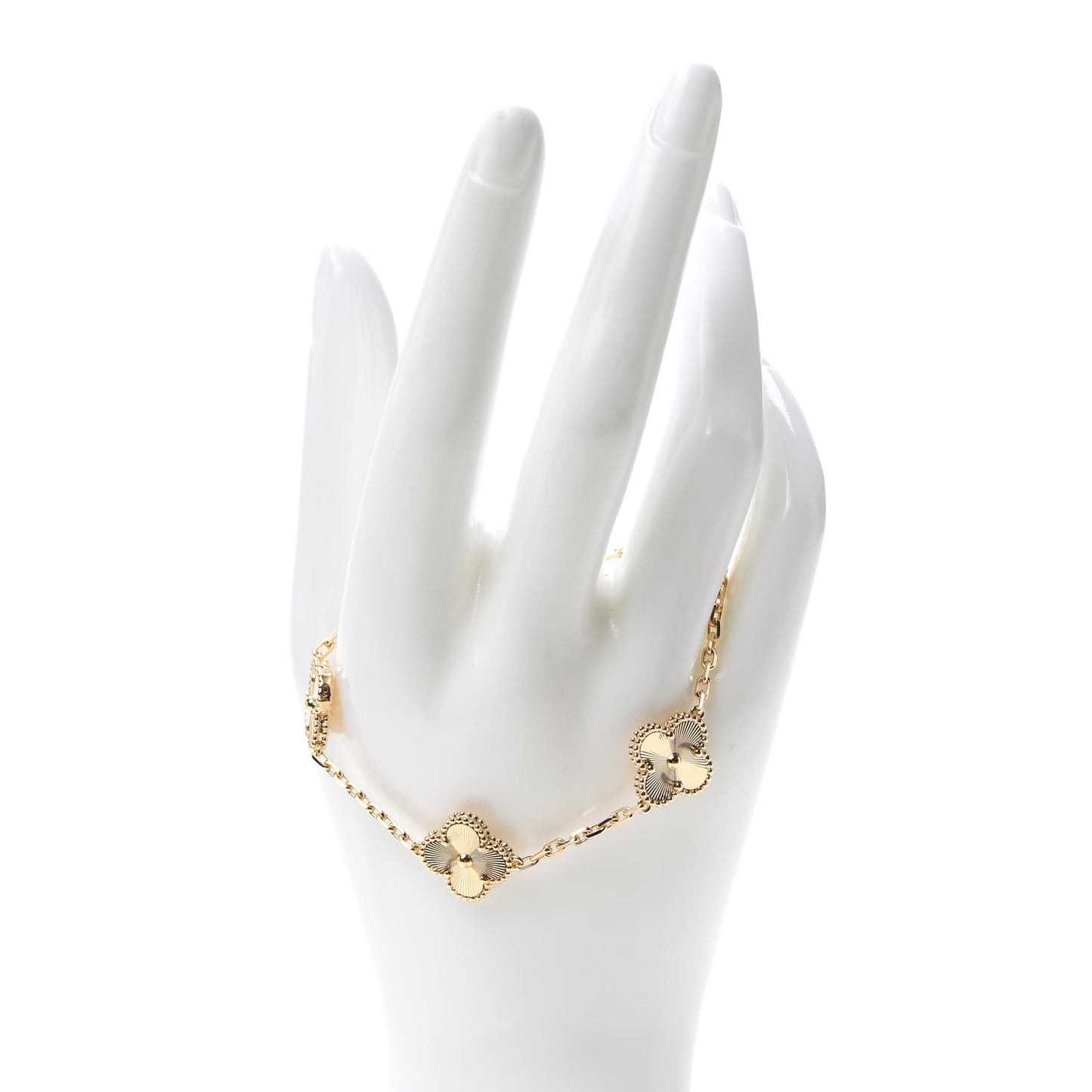 18K Yellow Gold 5 Motifs Guilloche Vintage Alhambra Bracelet