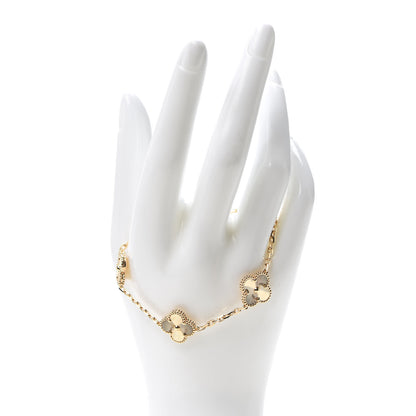 Van Cleef & Arpels 18K Yellow Gold 5 Motifs Guilloche Vintage Alhambra Bracelet 2 of 8