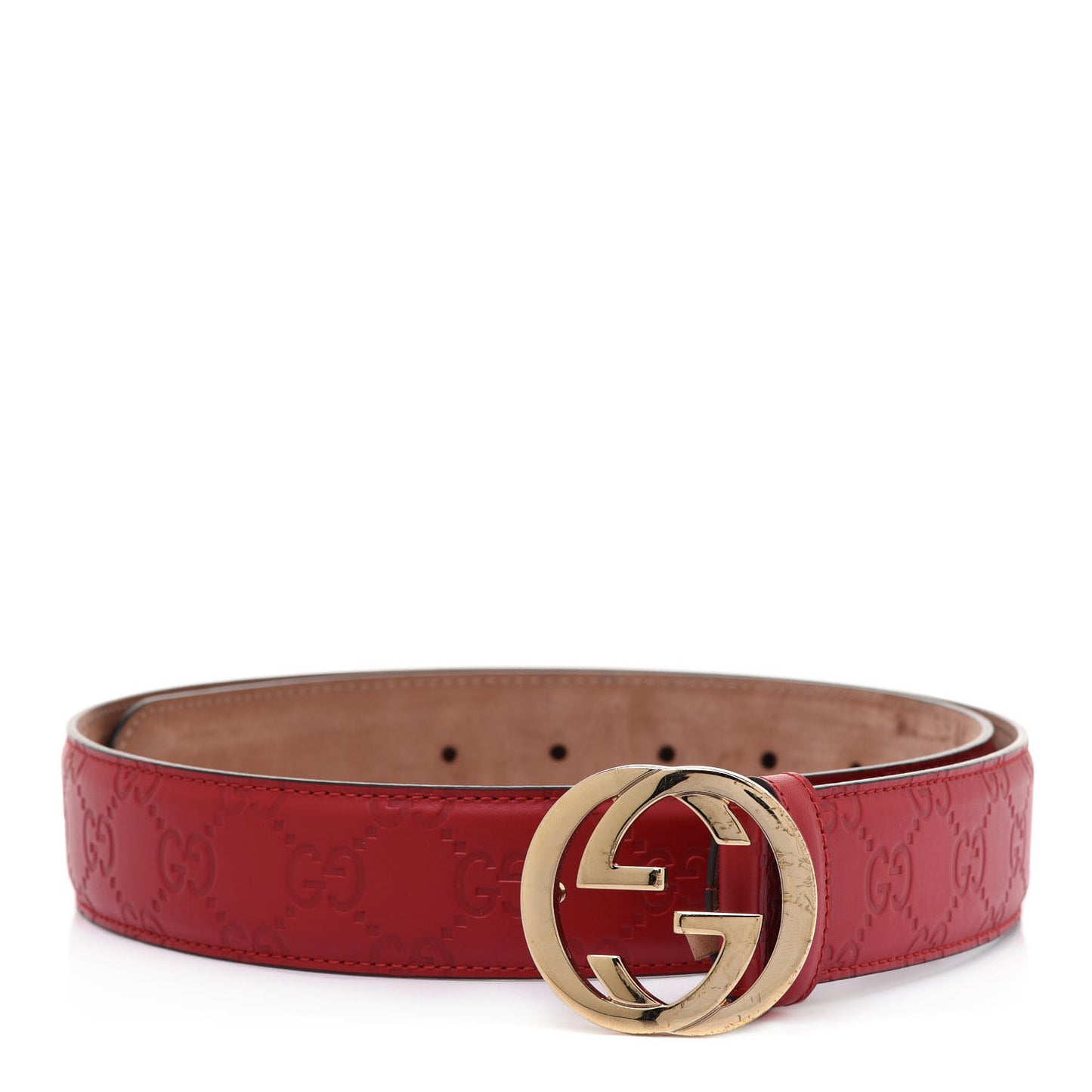 Guccissima Signature Interlocking G 37mm Belt 90 36 Hibiscus Red