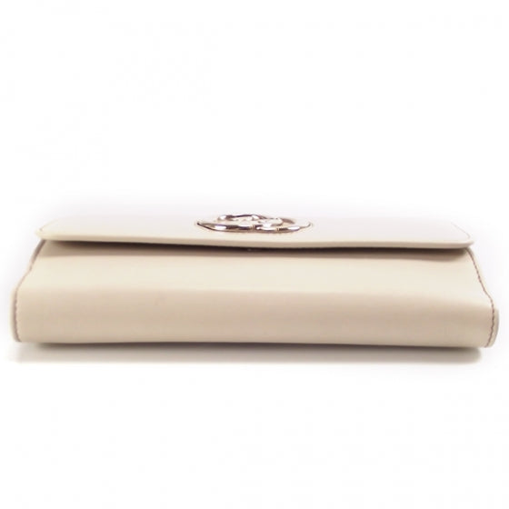 Leather Britt Continental Wallet Beige