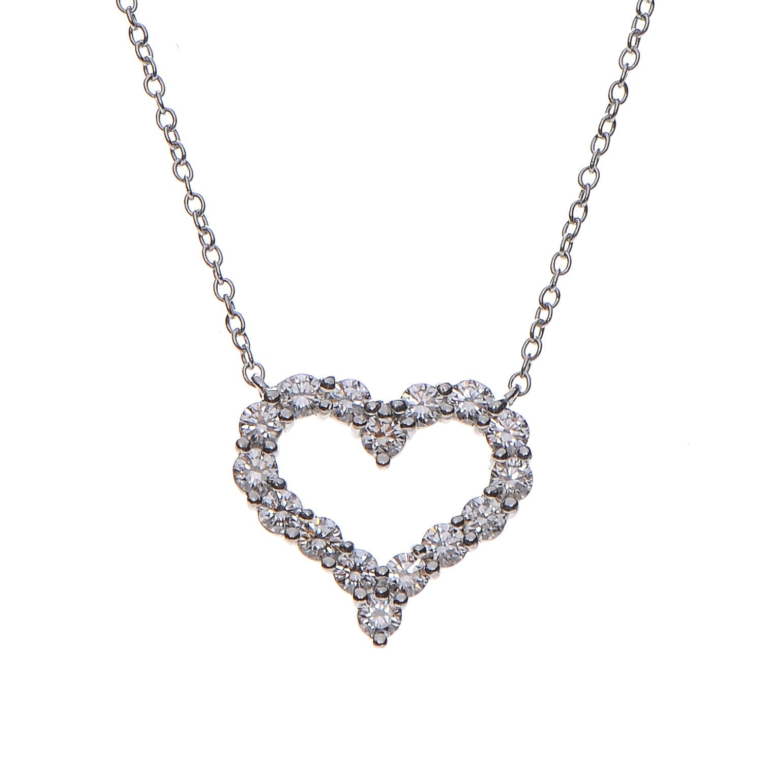 Tiffany Platinum Diamond Small Heart Pendant Necklace 3 of 9