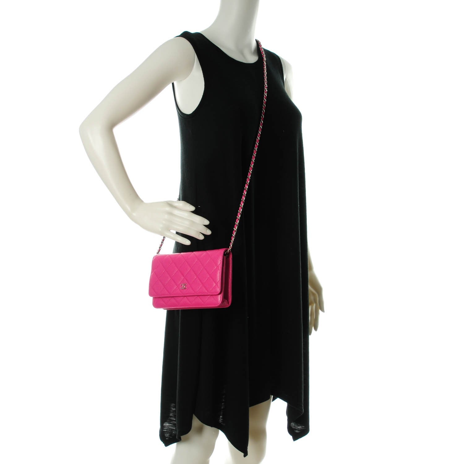 Chanel Caviar Quilted Wallet On Chain WOC Fuchsia 2 of 8