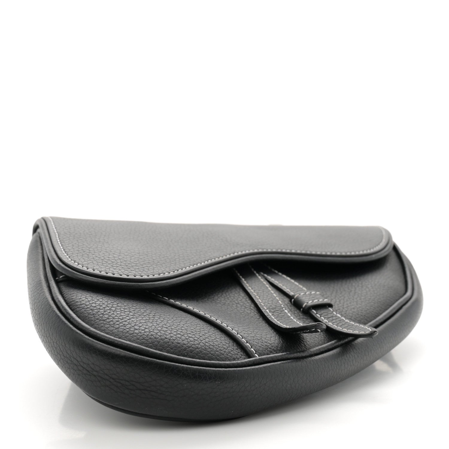 Christian Dior Grained Calfskin Mens Mini Saddle Bag Black 4 of 11