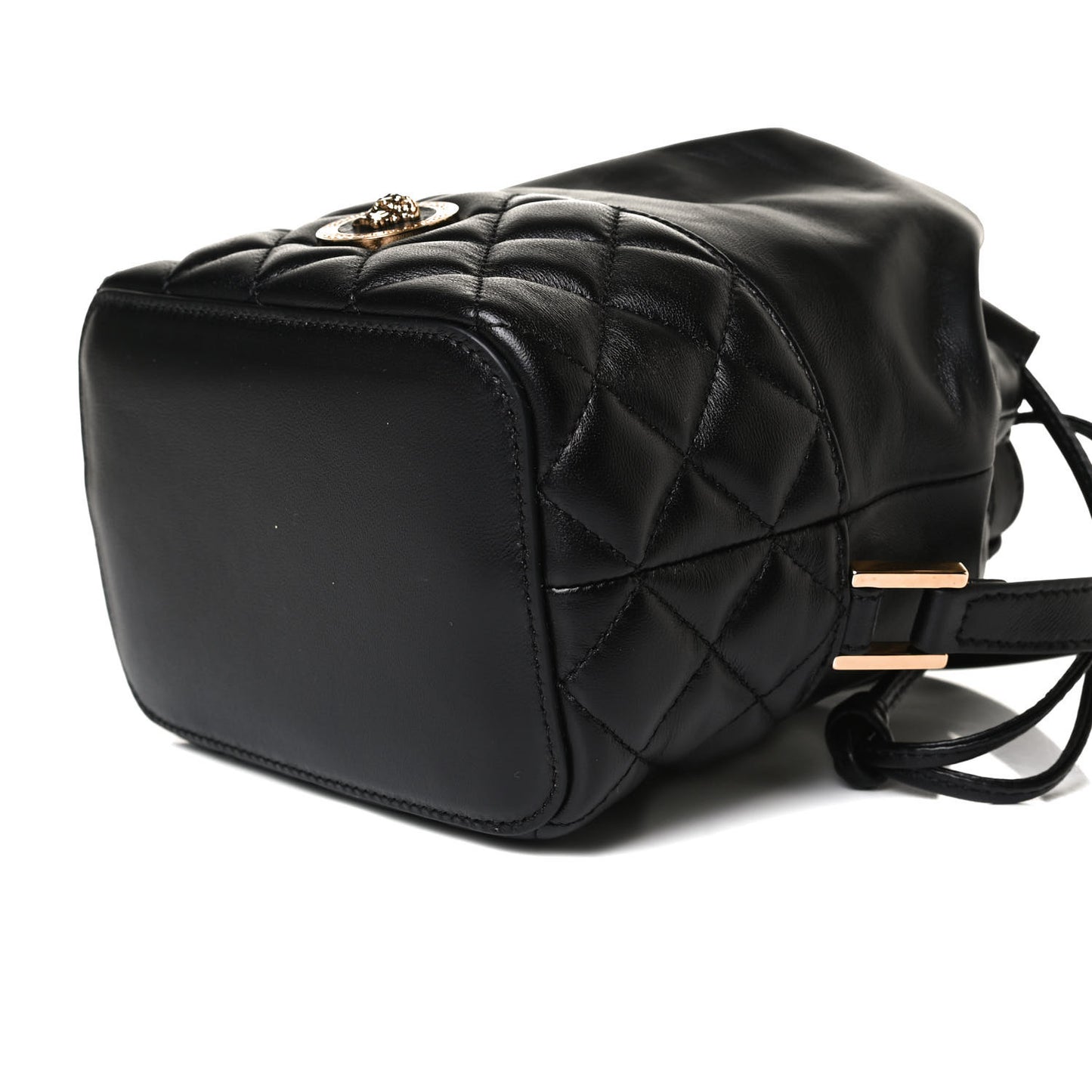Nappa Quilted Medusa Bucket Bag Black