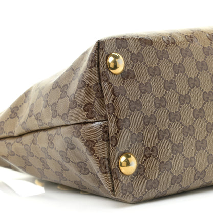 Gucci Crystal Monogram Small Babouska Tote Dark Brown 5 of 13