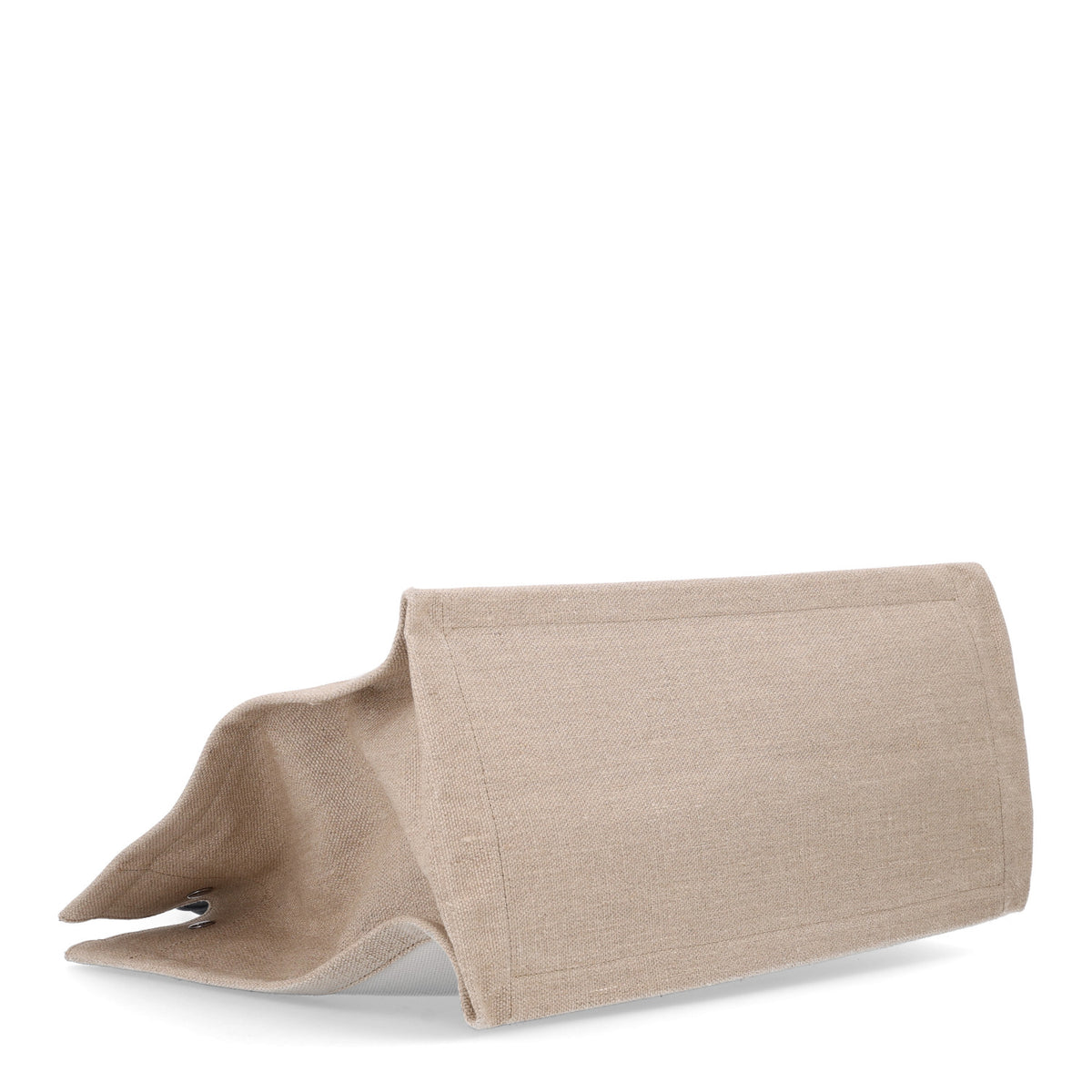Saint Laurent Linen Calfskin Small Rive Gauche Tote Greggio Natural 3 of 9