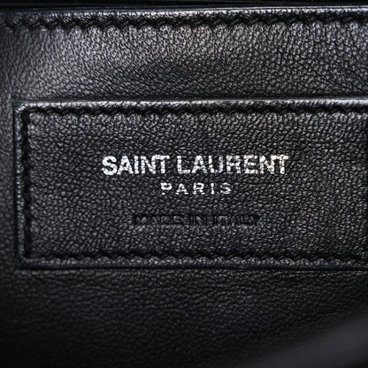 Saint Laurent Grained Calfskin Matelasse Chevron Medium Monogram Chain Bag Black 6 of 11