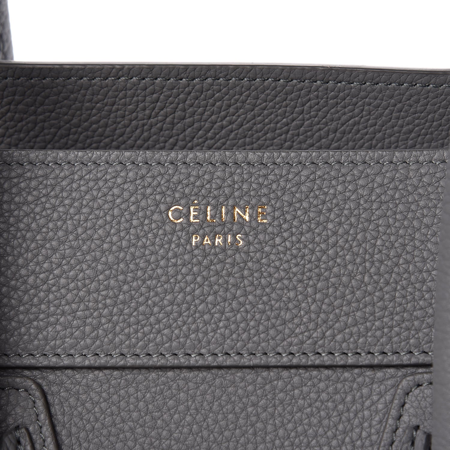 Celine Drummed Calfskin Mini Luggage Kohl 7 of 9