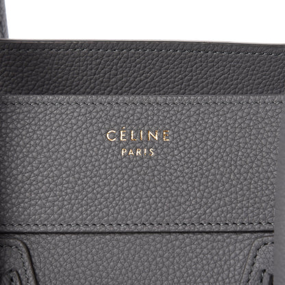 Celine Drummed Calfskin Mini Luggage Kohl 7 of 9
